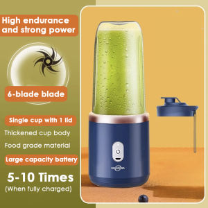 KANAZAWA Portable Juicer Blender Rechargeable 400ML Electric Mini Fruit Blender Blue/Pink