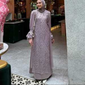 BEST SELLER Linni Dress mix Brukat Gamis Kondangan Wanita Terbaru 2024 Dress Muslim Pesta Terbaru