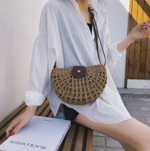 Tas Selempang Wanita Import Bahan Rajutan Tas Selempang Semi Circle Tas Bahu Fashion 241221 4122