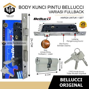 Body kunci pintu Fullback Pelor + Silinder komplit Bellucci Lidah BLC