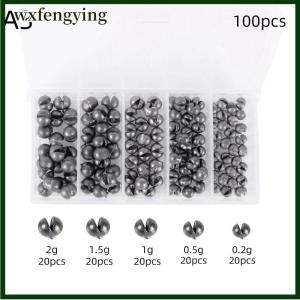 wxfengying 100 120ชิ้นชุดถ่วงน้ำหนักตกปลาแบบแยกหัวจมพรีเมี่ยมมี5ขนาดอเนกประสงค์ดีไซน์กลมถอดออกได้เหมาะสำหรับน้ำจืด
