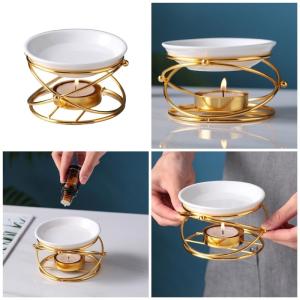 Metal Oil Burners Gold Ceramics Aromas Diffusers for Home Use Safe and Easy to Clean for Room and Spa Relaxation Space