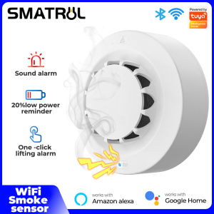 SMATRUL Tuya WiFi Smart Smoke Alarm Detector Fire Protection 90db support adjust Sensitivity Volume Smoke house Combination Fire Alarm APP remote monitoring Hallway Kitchen Home Security System Firefighters