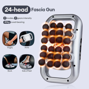 【Local Delivery】Foreverlily 24-Head Fascia Massager - Portable Deep Tissue Massage Gun for Muscle Pain Relief Relax Neck Back Legs & Arms USB Rechargeable Handheld Percussion Massager for Fast Recovery