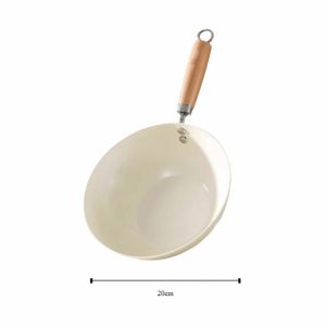 VMCTRD 20/24cm Frying Pan Wok Non Stick with Lid Ceramic Cooking Pot Durable Wooden Handle Saucepan Sauce Pot Gas Induction Cooker