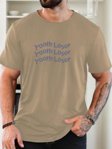 Mens 100% Cotton Printed T-Shirt Yootb Loser Pattern Summer Casual Oversized Round Neck Short Sleeve Comfortable Daily Wear Tee