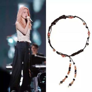 LIGHTER เรซิน เข็มขัดลูกปัดไม้ พียู PU ปรับได้ปรับได้ ห่วงโซ่เอวพู่ย้อนยุค วินเทจ ตกแต่งกางเกงยีนส์ สายคาดเอวถักสไตล์ชนเผ่า สำหรับผู้หญิง