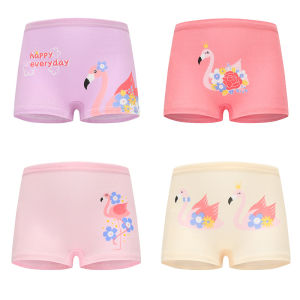 SMY 4 Pcs/Set Soft Cotton Baby Girl Kids Boxer Cute Cartoon Kids Panty Teens Girl Brief Boxer Short For 2-12Yrs