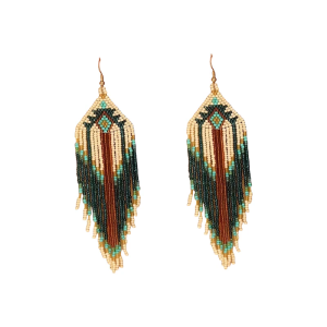 Vintage Inspired Beaded Tassels Earrings Handmade Glass Beads Drop Dangle Ear Pendants Women Accessories