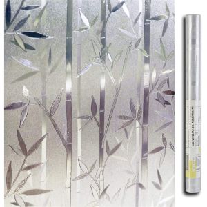 5M/2M Static Window Film for Glass Privacy Sticker Frosted Glass Self Adhesive Window Cling Decorative 3D Bamboo Pattern for Home