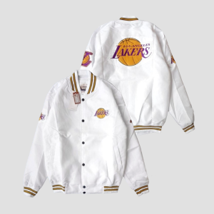 Jaket Varsity Baseball Hitam Pria Wanita Casual Vintage Full Bordir Lakers Series - Akar Official Shop