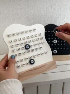 Ring Calendar Ornament 2026 New Wooden Perpetual Calendar Desktop Decoration Nordic ins-style Photography Prop