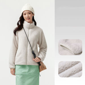 Camel Áo Khoác Lông Cừu Ấm Áp Có Khóa Kéo Cho Nữ Áo Khoác Nhung Ấm Áp Mùa Thu Đông