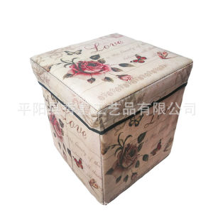 [Free Shipping] Vintage Laminated Storage Stool Storage Bench Foldable Storage Stool Storage Shoe Changing Stool Storage