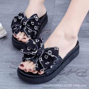 Thick-Soled Bowknot Sandals For Women Suitable For Outdoor Wear Non-Slip Popular On Douyin And Xiaohongshu Comfortable And Versatile
