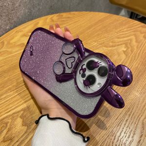 [Holder]FLOVEME for IPhone 14 Pro Max/14 Plus/14 Pro IPhone 13 Pro Max 13 IPhone 12 11 Electroplated Flash Powder Rabbit Lens Bracket Phone Case