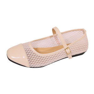 Elegant Women Gold Mesh Fabric Ballet Flats with Round Toe SK-611