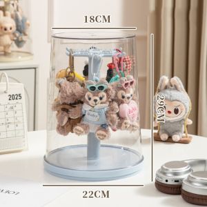OWTWO Transparent Labubu Doll Display Box Rotating Dustproof Pendant Storage Box Multifunction All-Round Display Labubu Display Stand Doll Blind Box Collectibles