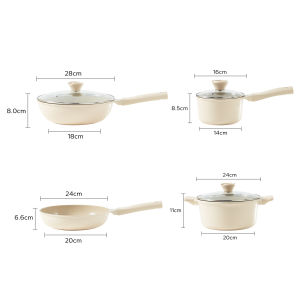 Redchef Nonstick Ceramic Rock 7 Pcs Kitchen Cookware Set Non  PFAS& PTFE& PFOA Suitable for All Stoves  Wok Frying Pan Casserole Milk pot