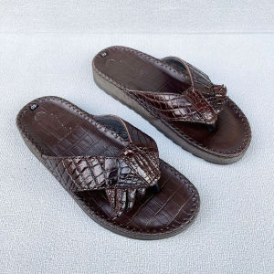 Dép xỏ ngón nam da cá sấu có móng  đế cao 3cm Trường Hải DSN230Đ