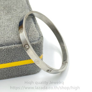 กำไลข้อมือสแตนเลส กำไลโอมสลับเพชร กําไลข้อมือนําโชค 18k   สําหรับผู้หญิง