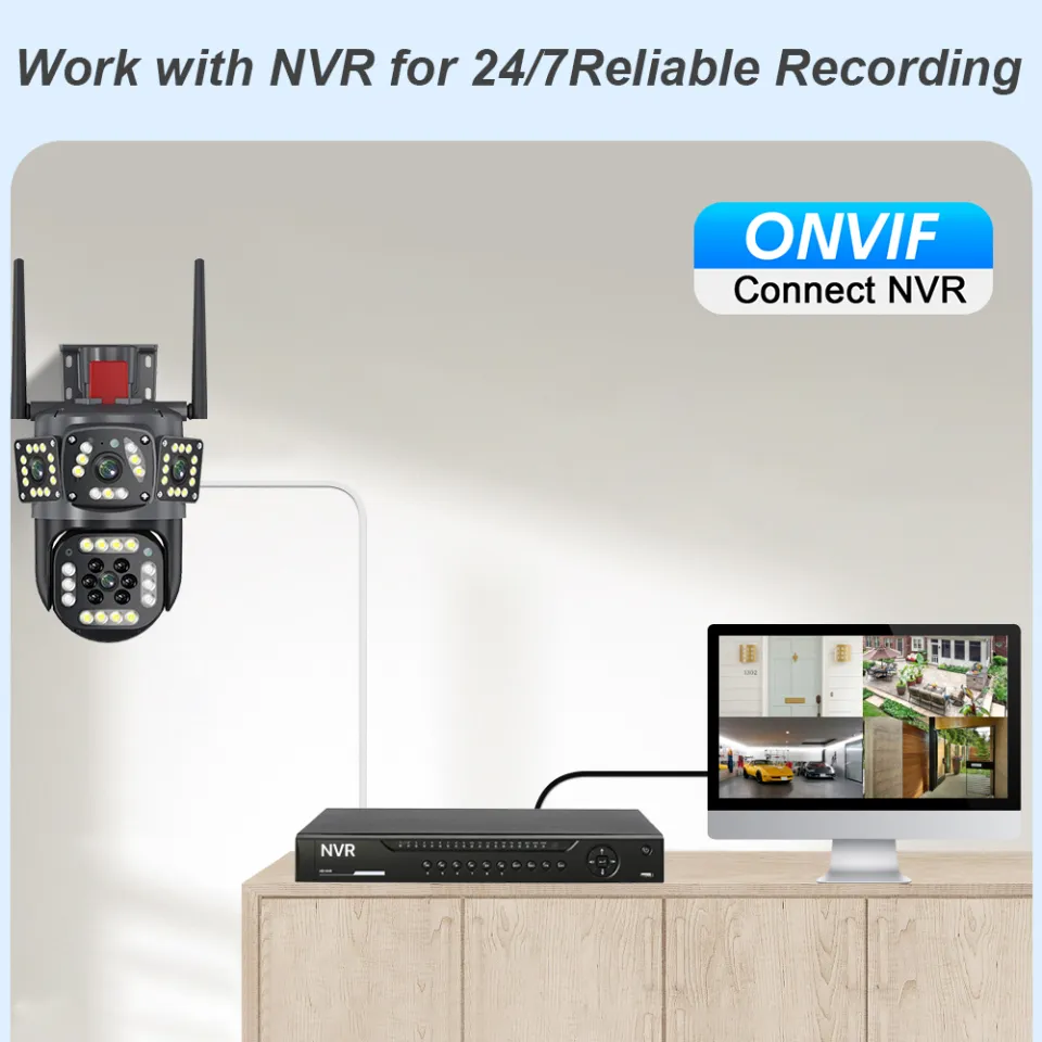 V380 PRO Cctv Camera with two Lens Three Screen 8K 16MP WIFI IP