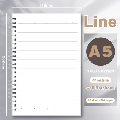 A4/B5/A5/A6 80Sheets Transparent Cover Spring Notebook Line/Blank/Grid Notepad Refillable Notebook