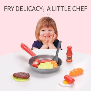 TESDFD Hot Dog Girl Gift Children Kitchen Toy Pot Pan Toy Simulation Cookware Steak Miniature Kitchen Simulation Food Play Kitchen Toy Set Children Pretend Play Kitchen