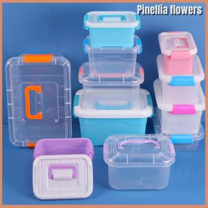 【Pinellia flowers】 PP Plastic Storage Box With Lid Portable Kids Toys Student Stationery Jewelry Storage Case Container Cosmetics Sorting Box