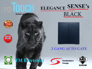 Retouch Elegance Senses Socket / 13A / 15A / 20A / COLOUR : BLACK / Wall Switch Slim Modern Switch Design / SIRIM