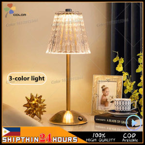 【Ships within 24 hours】LED Crystal Table Lamp USB Touch Night Light 3 Color Dimmable Table Lamp Portanble Bedside Lamp Acrylic Decoreutive Bedroom Living Room/Office/Coffee/Bar Night Lights