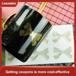 【CANAMEK】 30 cái 5 tấm dễ thương vàng lớn Bow Sticker Vàng handmade dính bánh ngọt ngào kẹo bao bì niêm phong Nhãn dán quà Tặng văn phòng phẩm