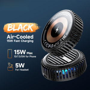 HOCO CW57 Fan Cooling Wireless Fast Charger 3in1 Magnetic Wireless Charging Stand 15W Qi Charger For15/14/13 Mobile Phones Headphones Watch Wireless Charger Dock