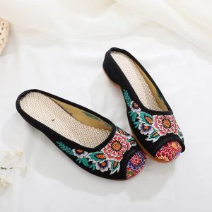 Free Shipping Summer WomenS Cloth Shoes Embroidered Toe-Cap Style With Hidden Heel Linen Ethnic-Style And Suitable For Indoor Wear