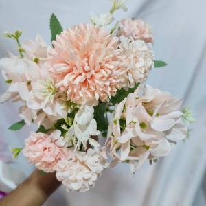 🚀ส่งเร็ว🚀ดอกไม้ผ้า คาเนชั่นไฮเดรนเยีย สูง30cm. มี5กิ่ง 4สี ใส่แจกัน ทำพร๊อพ แต่งบ้าน