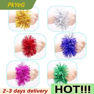 PkYeG 2Pcs Apply To Game Pompoms 7 Styles Cheering Flower Ball Performance Dance Wrist Flower Games Bracelet