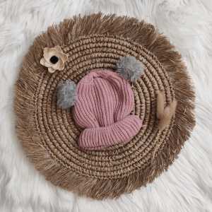 Topi kupluk rajut bayi pompom polos / topi bayi rajut / topi bayi murah / topi bayi lucu