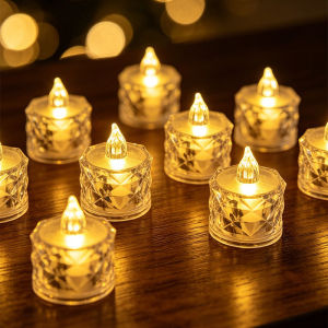 2pcs LED Electronic Candle Light Small Clear Crystal Night Light Proposal Confession Ambient Light