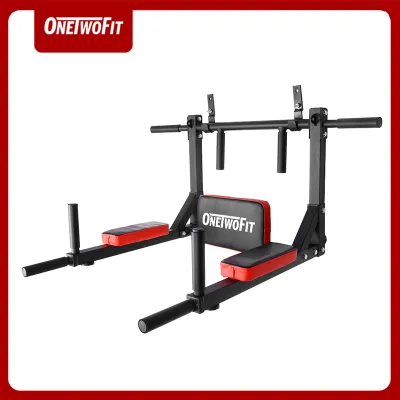 OneTwoFit Multifunctional Wall-mounted Pull-up Bar / Mandibular Bar / Fitness Dipping Rack Training Equipment Heavy Duty Wall Horizontal Bar Suitable for Indoor Home Gym Exercises OT126