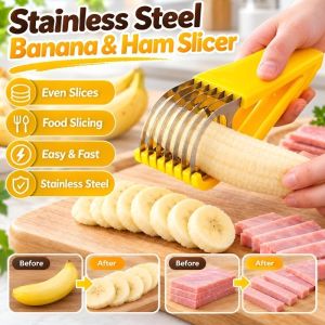 Stainless Steel Banana Slicer Ham Slicer Fruit Vegetable Cutter Home Kitchen Tool Manual Slicer Kitchen Gadget