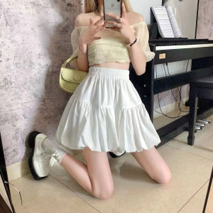 พร้อมส่ง🍒พร้อมส่งกระโปรงสั้นผู้หญิง🍭เอวสม๊อคเเต่งโบว์ ทรงพองๆ กระโปรงบอลลูนสุดฮิต เนื้อผ้าครัช ใส่ไปทะเล ไปคาเฟ่ งานสวยสุดๆๆ