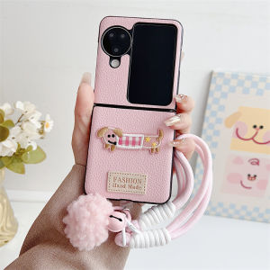 WIth Bracelet 3D Cartoon Luxury Retro PU Leather Hard Flip Case For Oppo Find N2 Flip Find N3 Flip 2In1 Shockproof Phone Cover Casing