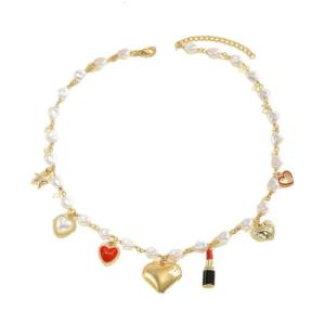 Elegant Double Layer Heart or Flower Pendant Necklace Featuring Faux Pearls And Adjustable Chain For Women