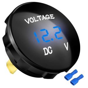 DaierTek DC 12V 24V Display Automotive Replacement Voltmeter Gauge 12 Volt 24 Volt 36 Volt Digital Voltage Meter Gauge WaterproofBattery Monitor Indicator for Car Boat Marine with Blue LED