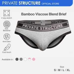 Private Structure Mens Bamboo Viscose Brief | Soft Breathable Seluar Dalam Lelaki - Lt Melange 4378
