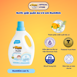 Nước giặt quần áo cho bé NumNim Thái Lan thành phần hữu cơ dịu nhẹ - Khử khuẩn (Anti Bacteria) - 1L - Hàng Chính Hãng