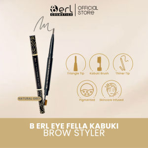 B ERL Eye Fella Kabuki Brow Styler - Pensil Alis - Eyebrow Mudah Digunakan - Pigmanted - Triangle Tip - Free Kabuki Brush