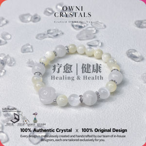 【OwniCrystos】White Moonstone Selenite Natural crystal gemstone bracelet for woman women
