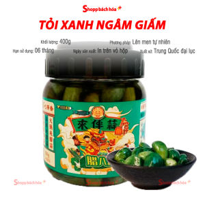 Tỏi xanh ngâm giấm Tỏi ngọc bích lên men tự nhiên rất ngon và bổ dưỡng – hũ 400g