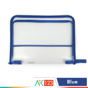 Tas / Map Dokumen Plastik / Jaring / Jala / Ritsleting / Resleting / Alat Tulis / Document / Stationery / Zipper File Bag / Folder Folio / F4 ZFB-D39